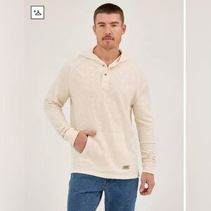 Wrangler Mens lightweight hooded pullover quarter button shirt longsleeve tee